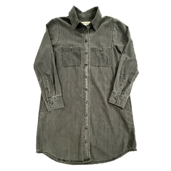 Madewell Womens Black Denim Button Front Mini Shirt Dress H2278 Size XS W474 - Picture 1 of 10